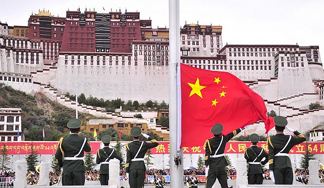 Chines Soldiers Lhasa Flag Potala Xinhua FB