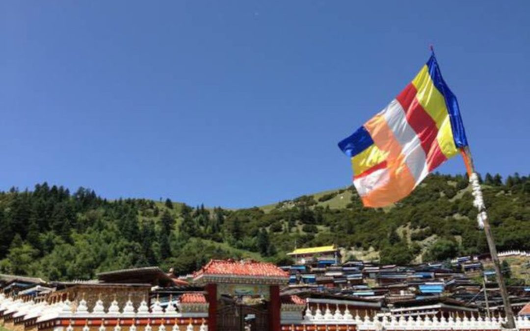 Buddhist Flag Flies In Front Of Drakkar Choeling Nunnery 1200×900 Kardze RFA 11.03.2015
